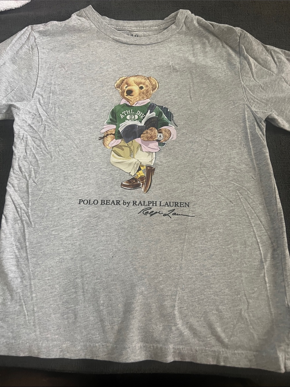 Ralph Lauren Gray Tee with Polo Bear Graphic